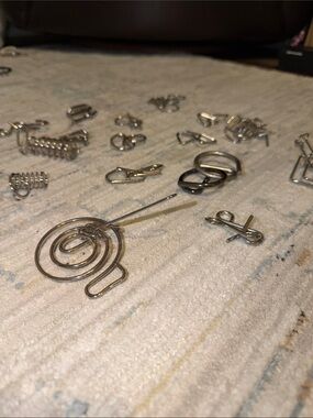 Mixed Metal Interlocking Wire Puzzles - Brain Teaser Set